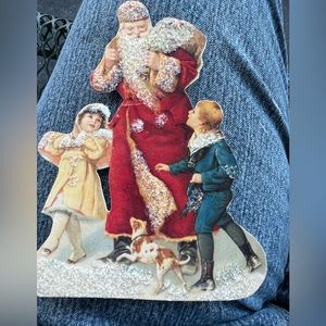 Old print factory for cut vintage style Christmas cards. Set of two.